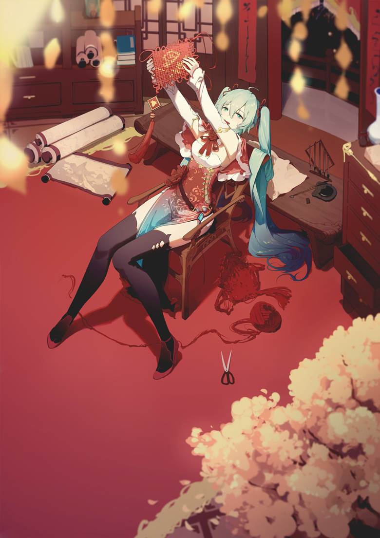 身材超棒的旗袍少女插画图片,看腿就行了